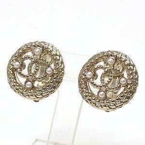 Chanel Coco Mark Earrings, Light Gold, Costume